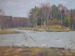 Картина "Озеро. Ранняя весна (этюд)" Сергей Чертов