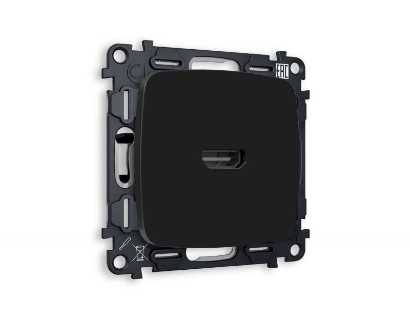 Комплект механизма розетки HDMI 2 Ambrella Volt OMEGA Черный матовый 40V/500mA 2.0GHz 5-18Gbit/s QUANT MO814010 фото 1