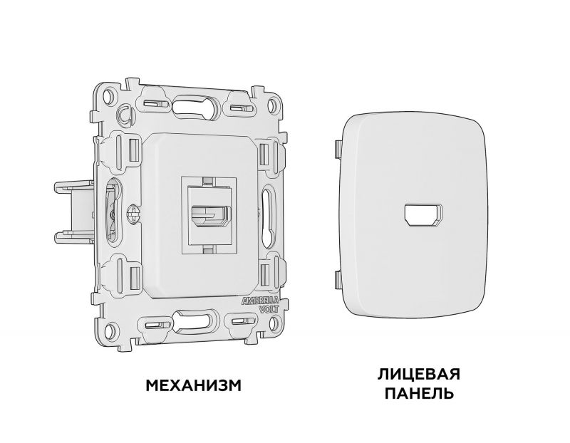 Комплект механизма розетки HDMI 2 Ambrella Volt OMEGA Черный матовый 40V/500mA 2.0GHz 5-18Gbit/s QUANT MO814010 фото 3