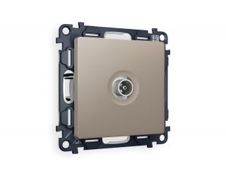 Комплект механизма TV розетки проходной Ambrella Volt ALFA Серо-бежевый матовый 5-1000 MHz 4dB (AP3730, VM211) MA373030