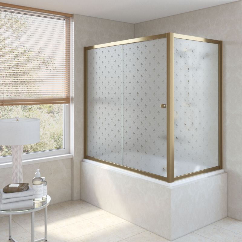 Ограждение на ванну раздвижное Vegas Glass ZV+ZVF 160x80 05 R05 L, профиль бронзовый, стекло с узором фото 1