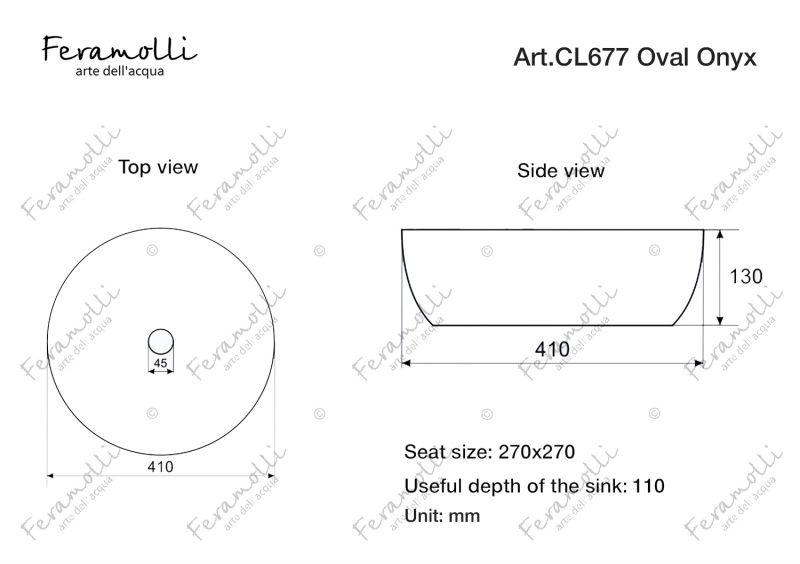 Раковина накладная Feramolli Oval Onyx CL677