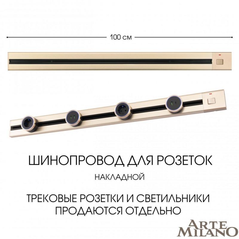 Накладной шинопровод с выключателем Arte Milano 25A 250V 385201TOB/100 Gold