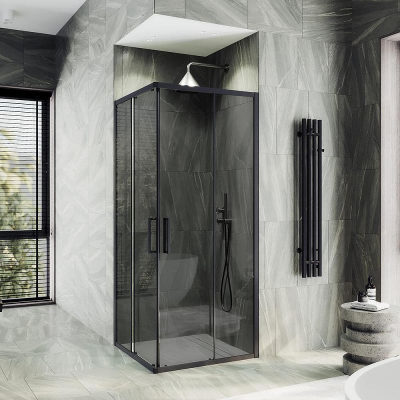 Душевой уголок MaybachGlass MGY-1328-6, 90х90 см, профиль черный, стекло тонированное фото 1