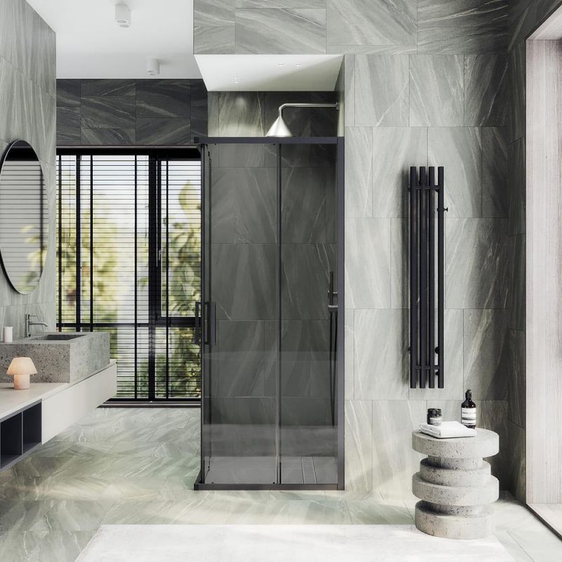 Душевой уголок MaybachGlass MGY-1328-6, 90х90 см, профиль черный, стекло тонированное фото 3