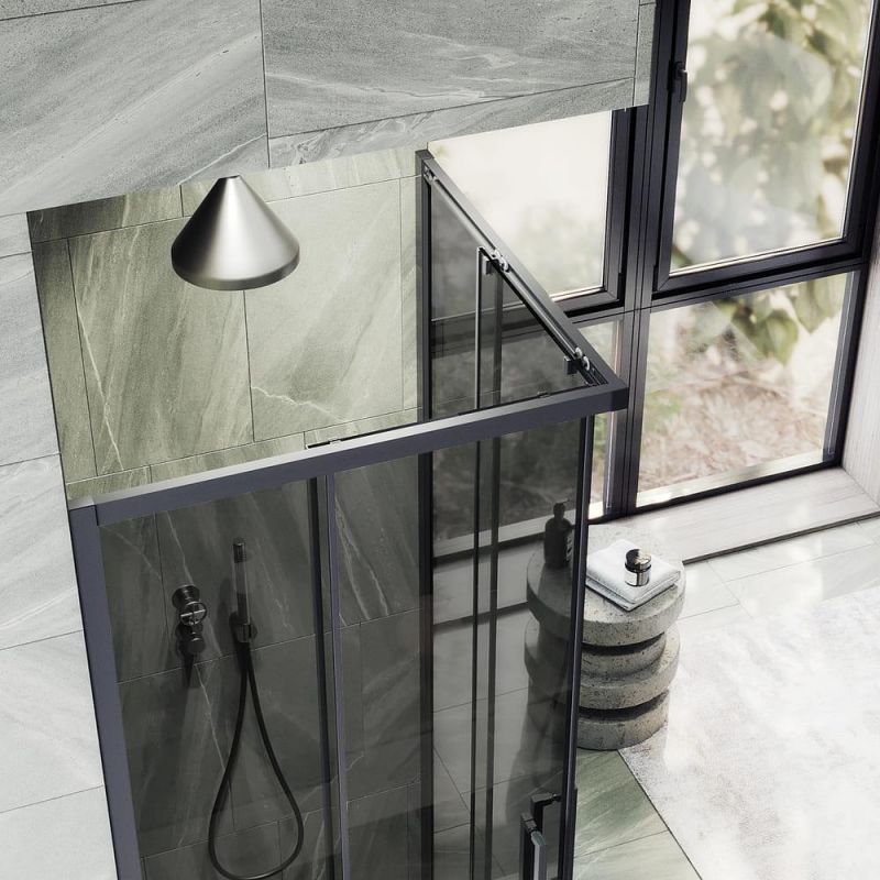 Душевой уголок MaybachGlass MGY-1328-6, 90х90 см, профиль черный, стекло тонированное фото 4