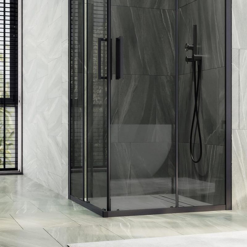 Душевой уголок MaybachGlass MGY-1328-6, 90х90 см, профиль черный, стекло тонированное фото 5