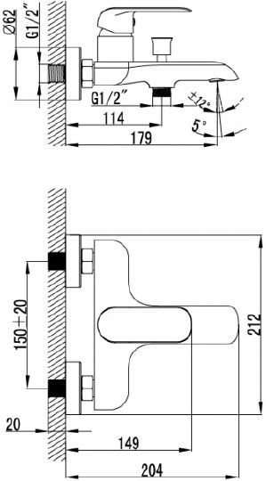 Смеситель для ванны Iddis Calipso CALSB00I02WA