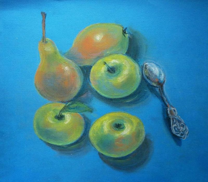 Картина "Яблоки на столе" Елена Рипа