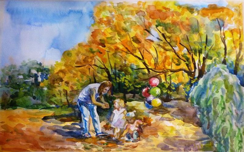Картина "Золотая осень в парке" Елена Рипа