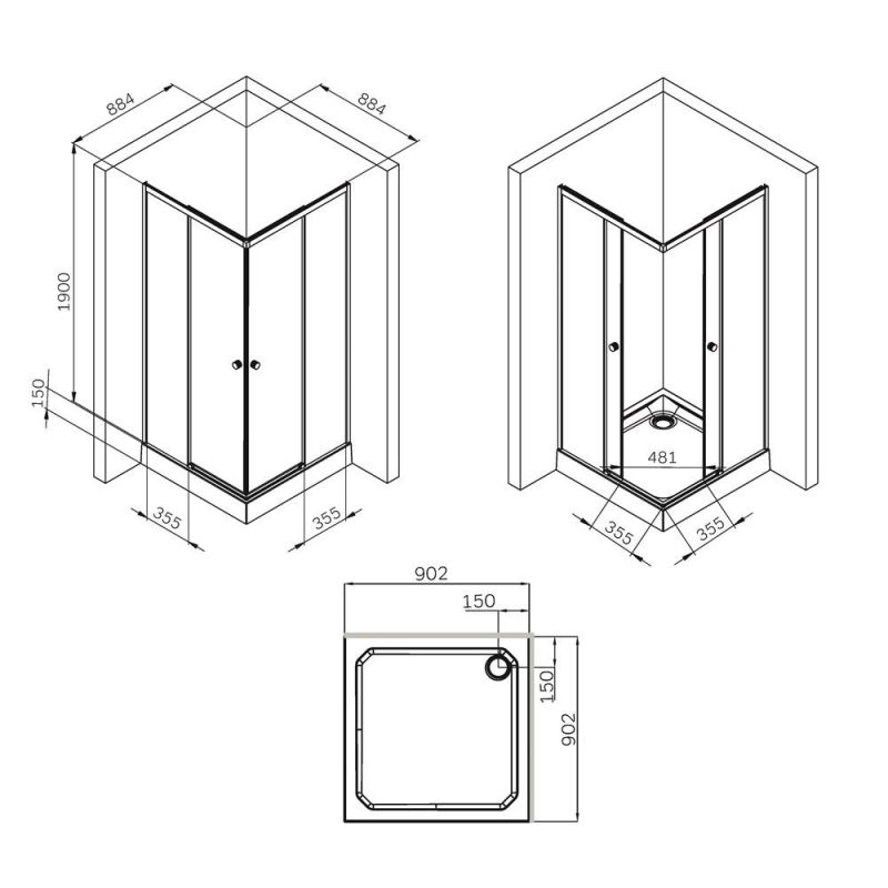 Душевой уголок AM.PM X-Joy W94G-403-9090-МТ 90х90