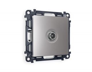 Комплект механизма TV розетки проходной Ambrella Volt ALFA Сталь матовый 5-1000 MHz 4dB QUANT MA513030