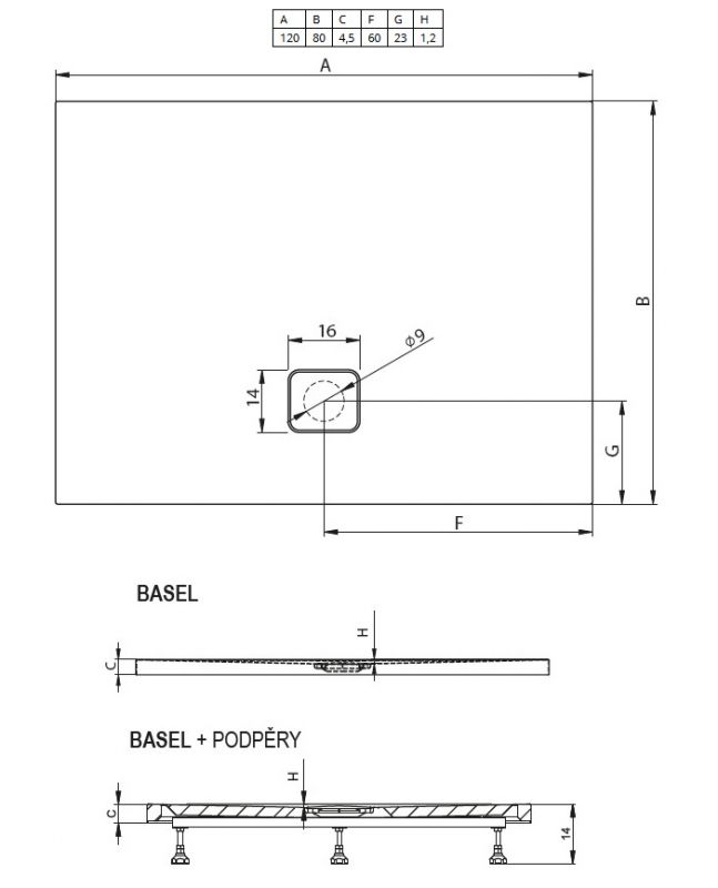 Акриловый душевой поддон Riho Basel D005008304 120x80