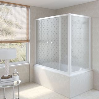 Ограждение на ванну раздвижное Vegas Glass Z2V+ZVF 150x90 01 R05 R, профиль белый, стекло с узором