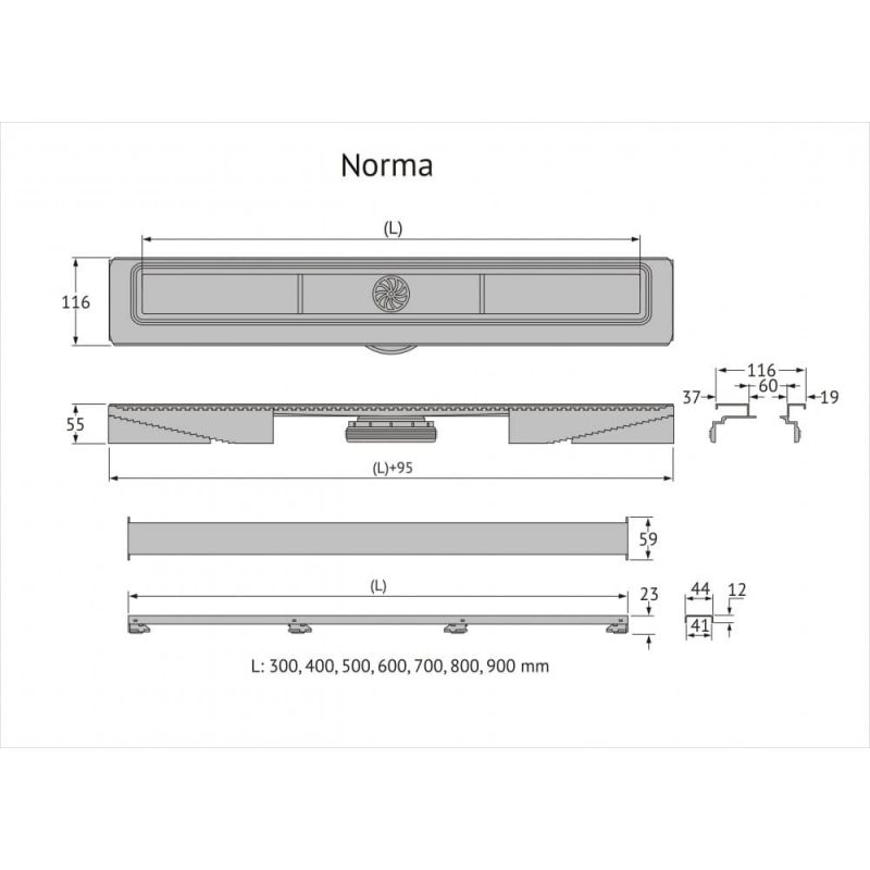 Желоб BERGES водосток напольный С1 Norma 095037