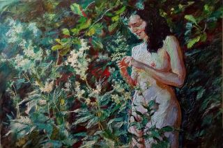 Картина "Девушка в цветах таволги" Гаянэ Добровольская