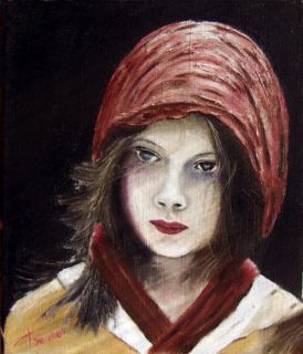 Картина "Девушка в красной накидке" Григорий Жадько