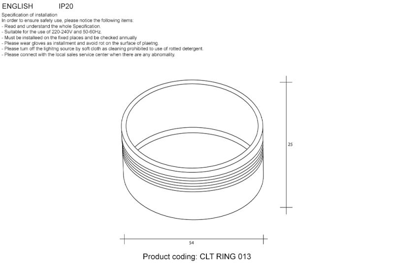 Декоративное кольцо внутреннее Crystal Lux CLT 0.31 CLT RING 013 GO