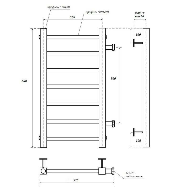 Полотенцесушитель водяной Point Вега PN71558 80x58 хром