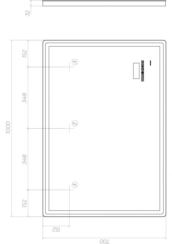 Зеркало Vigo Geometry Media z.GEO.100.Media, 100х70 см, с подсветкой