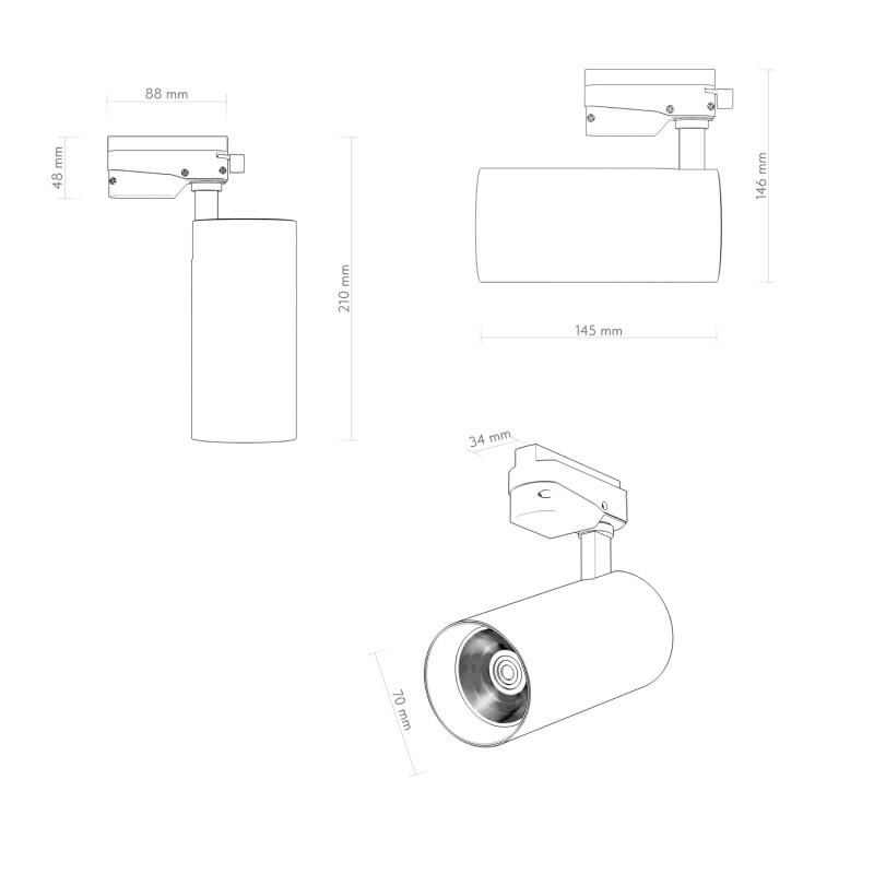 Трековый светильник Denkirs SOLID KOPER 145мм, d70, 220V, LED 3000K, 24W, IP20, черный, алюминий DK6453-BK фото 6