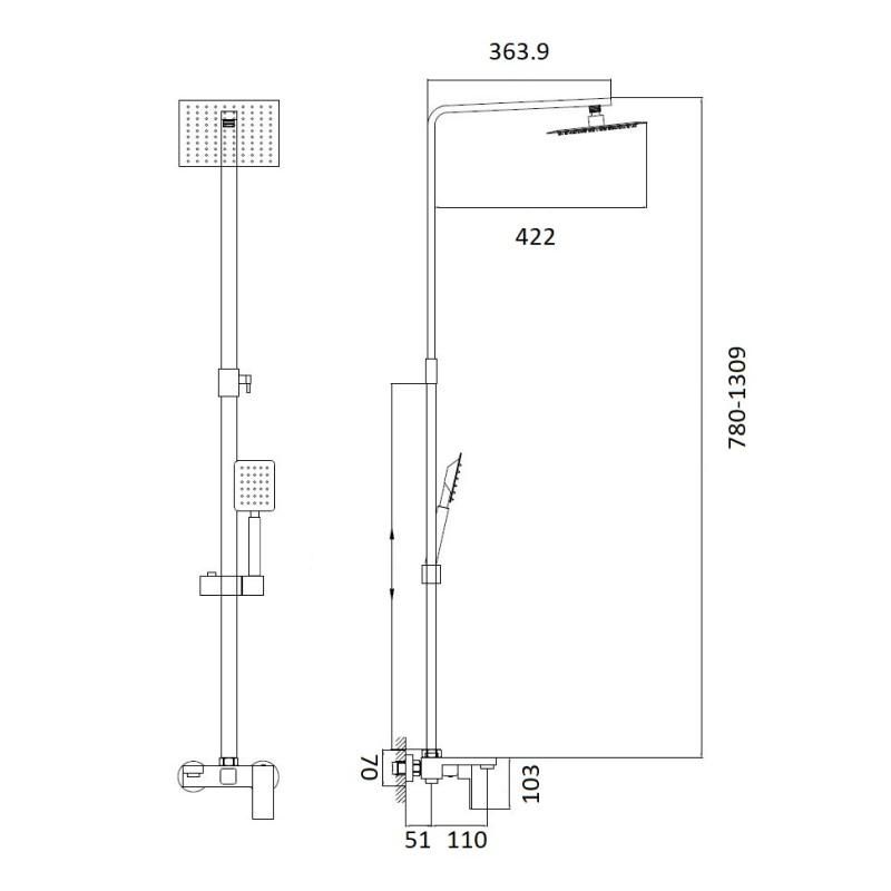 Душевая стойка Haiba HB24803-7 черный фото 6