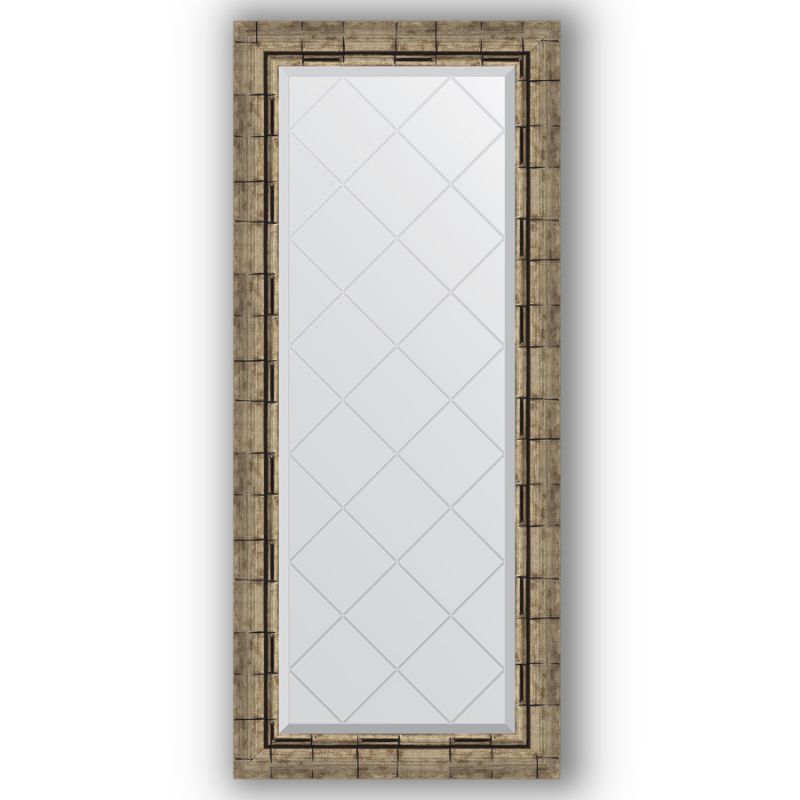 Зеркало с гравировкой в багетной раме 53x123 Evoform EXCLUSIVE-G BY 4050 серебряный бамбук