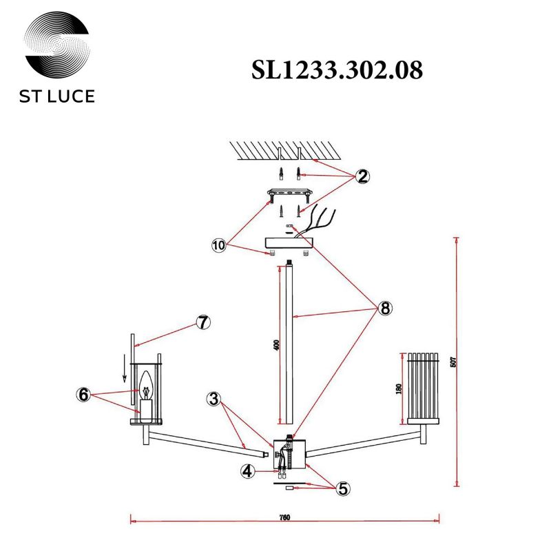 Потолочная люстра ST Luce BITONTO SL1233.302.08