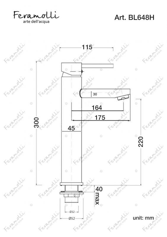 Смеситель для раковины Feramolli Ele BL648H, черный