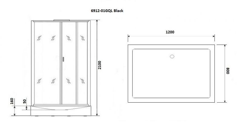 Душевая кабина Niagara Premium NG- 6912-01GQL BLACK 80x120