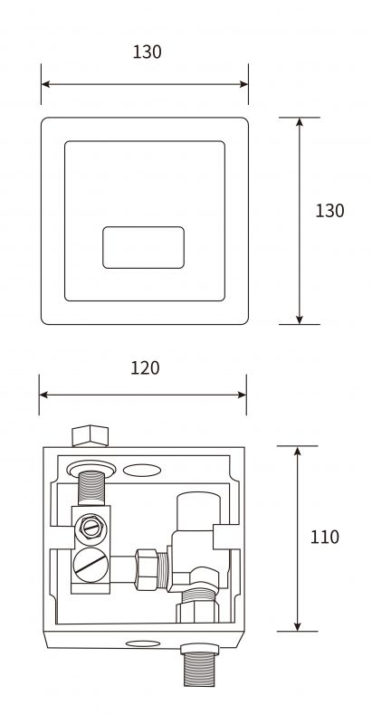 Механизм смыва для писсуара BeWash Photocell BWAM0UR301, нержавеющая сталь