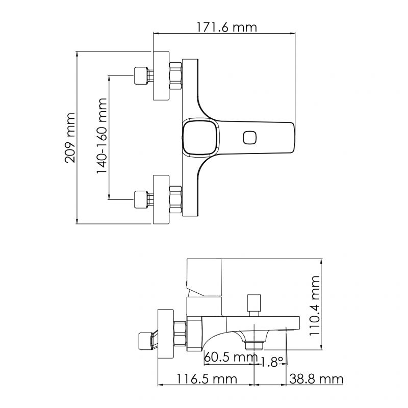 Смеситель для ванны и душа WasserKraft Naab 8601