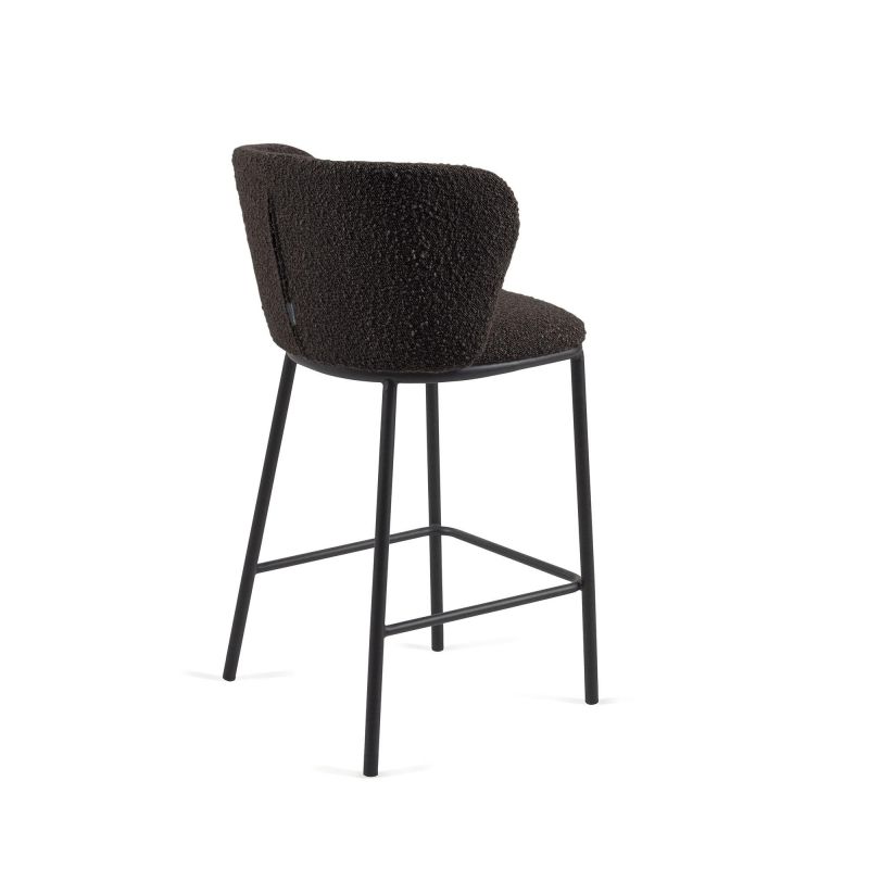 Полубарный стул Ciselia из черной ткани букле и металла 65 см La Forma (ex Julia Grup) BD-2607554