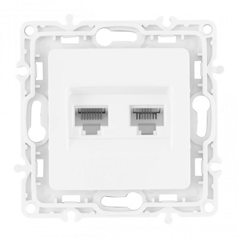 Розетка телефонная RJ11 + компьютерная RJ45 217.44-1.white Arte Milano