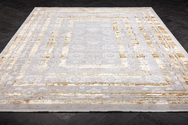 Турецкий ковер из полиэстера Carpet «TROPICANA» 27351A-GLD-LGREY 80 x 150 см фото 2