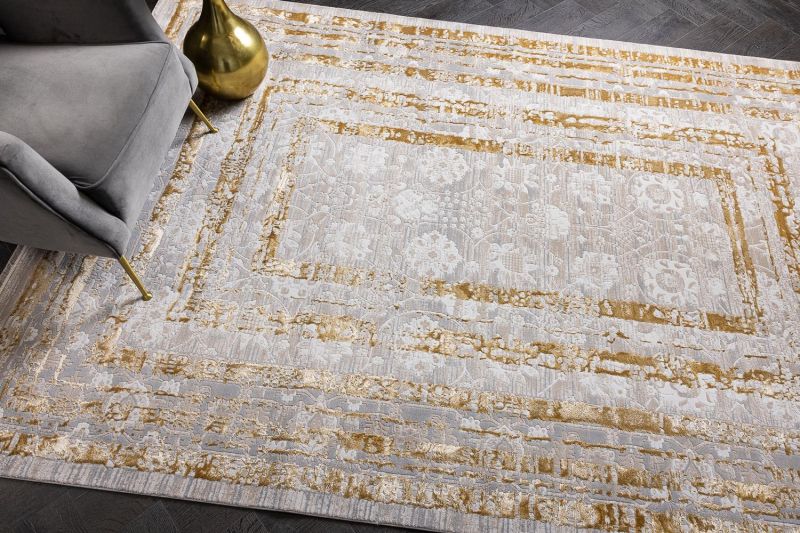 Турецкий ковер из полиэстера Carpet «TROPICANA» 27351A-GLD-LGREY 80 x 150 см фото 8