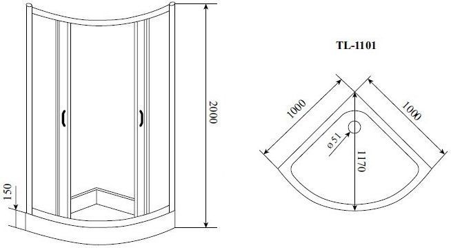 Душевой угол Timo-S TL TL-1101 R 100х100