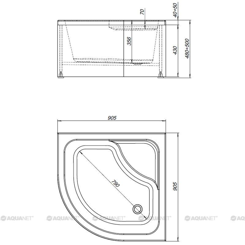 Душевой поддон Aquanet Optimal 90х90 00225376