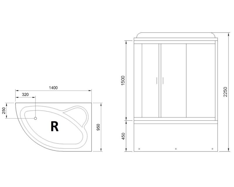 Душевая кабина Royal Bath ALP RB140ALP-T-R 95x140