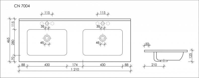 Раковина двойная Ceramica Nova Element CN7004 120х47 см