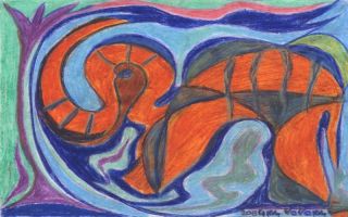 Картина "Оранжевый слон" Лика Волчек