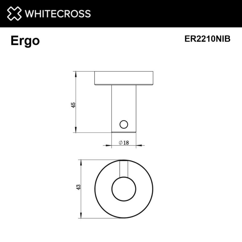 Крючок WHITECROSS Ergo ER2210NIB, брашированный никель