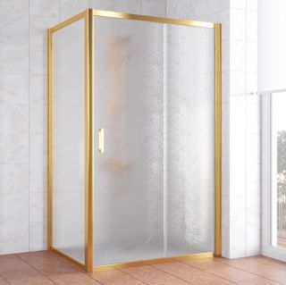 Душевой уголок Vegas Glass ZP+ZPV 120х80 09 02, профиль золотой, стекло шиншилла