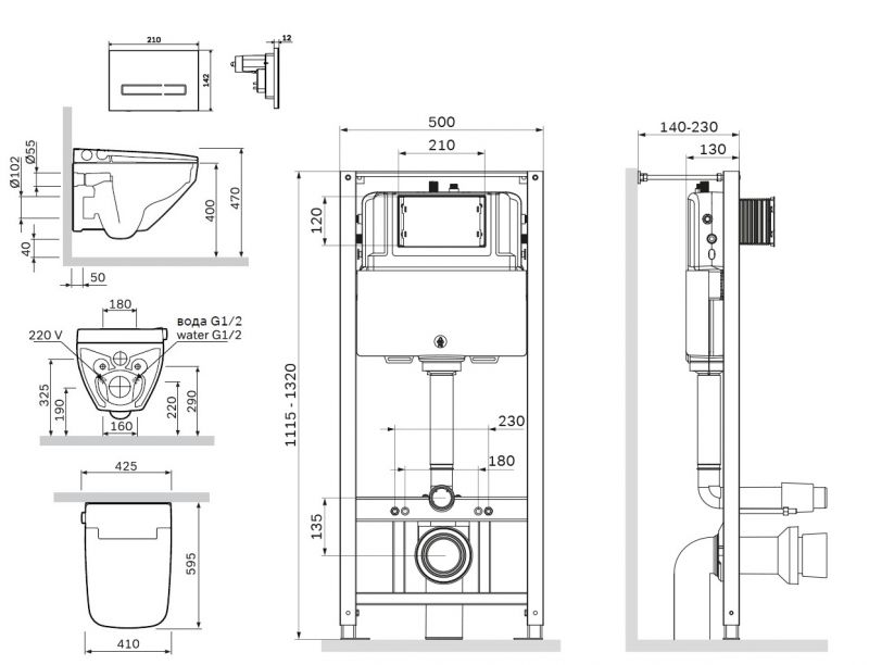 Унитаз подвесной с инсталляцией и черной клавишей AM.PM Inspire 2.0 IS450A38.CCC50A фото 8