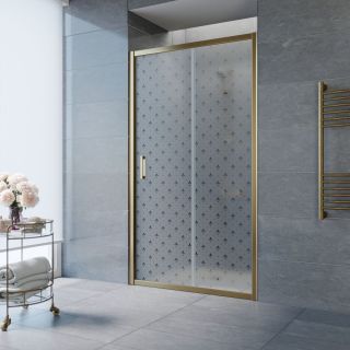 Душевая дверь Vegas Glass ZP 105 05 R05 L, профиль бронзовый, стекло с узором