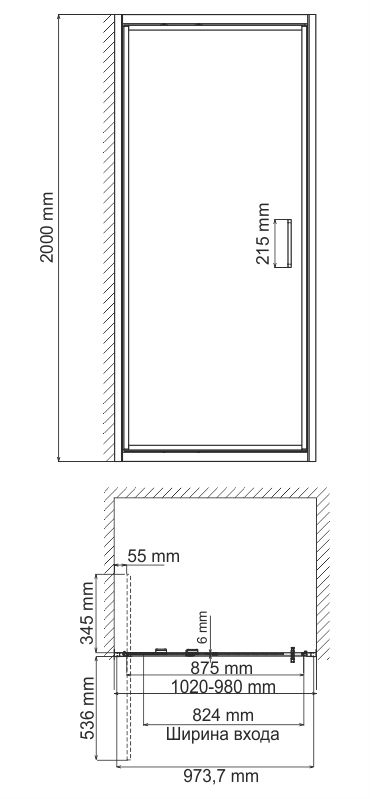 Душевая дверь WasserKRAFT Salm 27I12 100 см