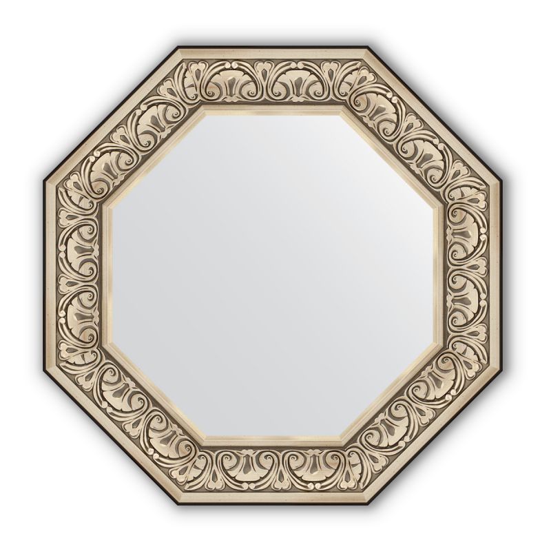 Зеркало в багетной раме Evoform Octagon BY 3848 барокко серебро