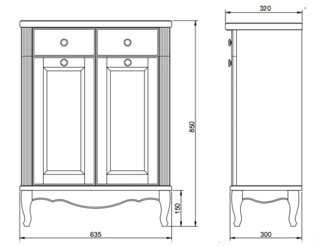 Комод ValenHouse Лиора-65 BD-2137143 слоновая кость / бронза с б/к фото 3