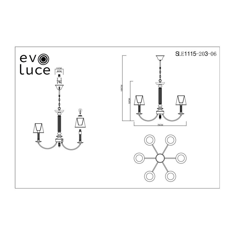 Люстра подвесная Evoluce VINCI SLE1115-203-06