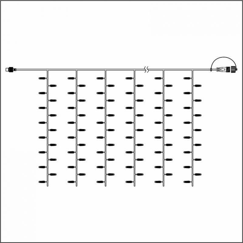 Занавес ALEDUS 2x1.5 м, белый провод, ПВХ, белый, с мерцанием C-WP-2x1.5M-W/F